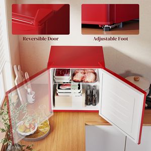Mini Congelatore Verticale da 1.1 Cu.Ft a Basso Consumo Energetico con Porta a Battente e Ripiani Rimovibili, Ideale per Uso Domestico e Alberghiero, Colore Rosso - Product Image 6