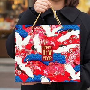 Sac cadeau en papier laminé écologique personnalisé de luxe avec poignée en ruban pour la décoration et l'emballage haut de gamme - Product Image 6