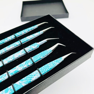 Pince à épiler pour extensions de cils en acier inoxydable de haute qualité, 45 et 90 degrés, logo personnalisé, emballage d'usine, pince à épiler à pointe en fibre pour cils - Product Image 6