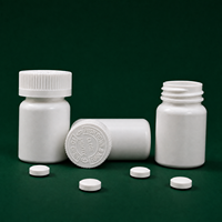Flacon à pilules en plastique HDPE blanc de 40 ml sans BPA avec bouchon résistant aux enfants CRC pour l'emballage de médicaments, comprimés et capsules