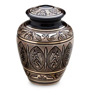 Antique Design Cremation Adult urn Full Carved Design Adult ashes urn for human ashes Long lasting quality metal ashes urn
