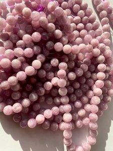 Cuentas de Piedra Kunzita Natural, Redondas, Hermosas, Color Rosa Púrpura, Gema de Alta Calidad, Hilo Completo de 15.5 Pulgadas para Joyería - Product Image 6