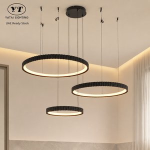 Modern Three <b>Ring</b> Led Chandelier Dimmable Remote Control Aluminum Adjustable Height For Dining And Living Rooms - Product Image 1
