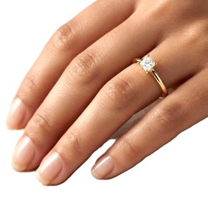 Anillo de Diamante Cultivado en Laboratorio con Corte Princesa Facetado, 0.16 Quilates, G VVS, Oro Sólido de 10K, 14K, 18K, Producto Más Vendido - Product Image 6