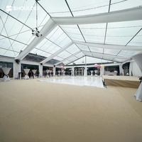 Grande tente de fête de mariage luxueuse en PVC et aluminium, tente de chapiteau personnalisée avec toit transparent pour cérémonie d'événement, tente de salon professionnel en plein air