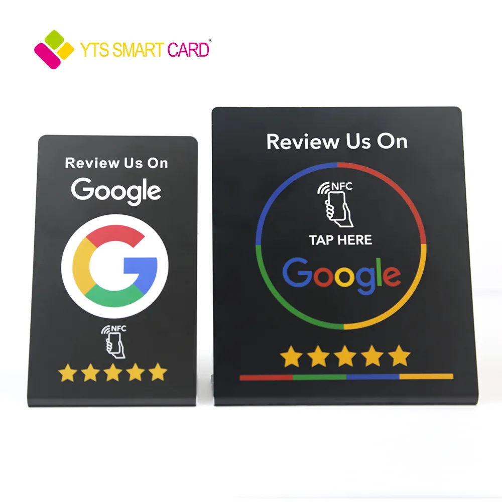 YTS Haute Qualité Personnalisé Programmable QR Code Médias Sociaux En Plastique payer examen nfc stand google play cadeau carte de visite