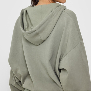 Wholesale Custom Blank Women's <b>Zip</b> up <b>Hoodie</b> Custom Logo Puff Print Oversize Zipper Ribbed Cuffs <b>Hoodie</b> With Kangaroo <b>Pockets</b> - Product Image 4