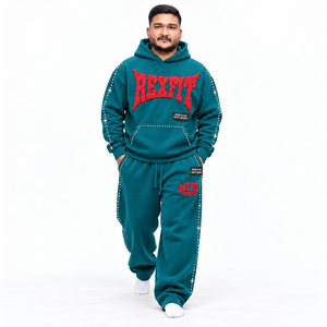 Rhinestone Pullover Tracksuit unisex Wide Leg Pants Custom Label Fleece Applique Embroidery Casual Sportswear <b>Set</b> Dailywear - Product Image 1
