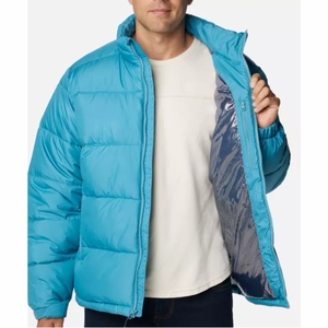 Unisex Puffer Jacket OEM Custom <b>Warm</b> Hooded Front Patchwork Stand <b>Waterproof</b> Breathable High Street Style Winter Casual Quilted - Product Image 4