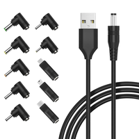 Cable de Alimentación de 5V CC, USB a CC 5.5*2.1mm, con 10 Puntas para Router, Luz LED, Mini Ventilador, Altavoz Bluetooth y Más Dispositivos de 5V