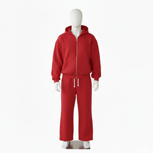 Conjunto de Sudadera y Pantalones de Chándal de Algodón Estampado Oversize para Hombre, Cómodo, con Forro Polar Sólido, Transpirable, con Cremallera, Cálido para Invierno - Product Image 1