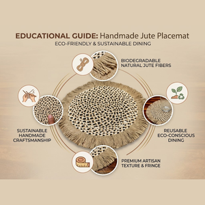 Set de table rond en jute fait main, style bohème avec franges, dessous de verre tissé en fibre naturelle pour la décoration intérieure - Product Image 2