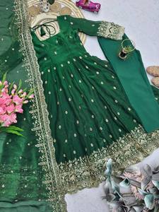 ชุดเดรส Anarkali ผ้าจอร์เจตต์ปักลายสำหรับผู้หญิง สไตล์อินเดีย พร้อมสวมใส่สำหรับงานปาร์ตี้ - Product Image 4