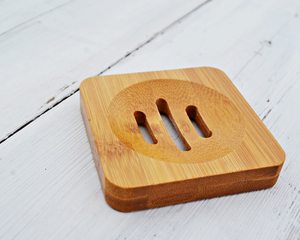 <b>Bamboo</b> Square <b>Soap</b> <b>Dish</b> Minimalist Design Self Draining <b>Soap</b> Holder Bathroom Accessory - Product Image 2
