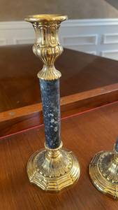 High quality <b>brass</b> <b>Brass</b> <b>Candlestick</b> Holder With Resin Marble Column Home Decoration Metal Candle Holder Durable By UO INDIA - Product Image 4
