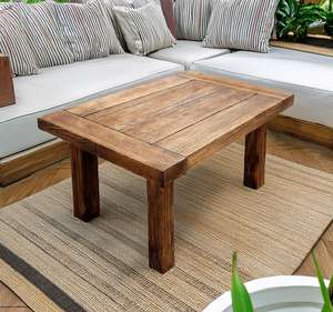 โต๊ะกาแฟไม้เนื้อแข็งทรงสี่เหลี่ยมปี 2026 พร้อมท็อปไม้หนา โครงสร้างแข็งแรง ขาไม้ทรงบล็อก และพื้นผิวแบบธรรมชาติสำหรับห้องนั่งเล่น - Product Image 1