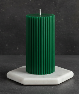That green ribbed <b>Paraffin</b> <b>wax</b> <b>candle</b> is a fantastic piece to work with versatile anchor for several different interior styles. - Product Image 2