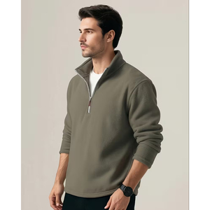 Men Heavy Cotton Polyester Half <b>Zip</b> Sweatshirt Oversized Casual Europe Streetwear Clothing - Product Image 5