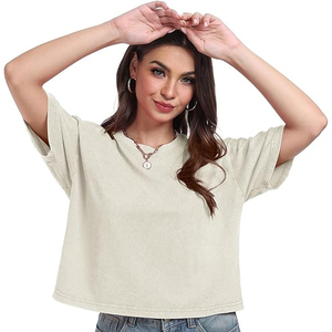 เสื้อยืดครอปแฟชั่นยุโรปสำหรับผู้หญิง เสื้อยืดโอเวอร์ไซส์ลำลอง เสื้อผ้าสตรีทแวร์ ผู้ผลิตและจัดจำหน่ายเสื้อผ้าแบบ OEM - Product Image 6