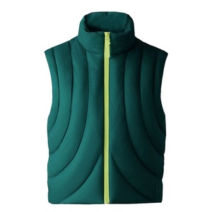 Chaleco acolchado verde para mujer con cuello alto y cierre de cremallera, ropa exterior informal a prueba de viento - Product Image 5
