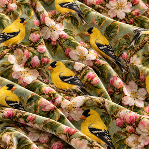 Tissu d'ameublement léger et respirant en jacquard imprimé motif floral Goldfinch, motif animalier charmant pour filles - Product Image 4