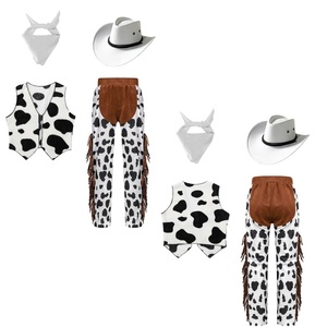 <span class=keywords><strong>Disfraz</strong></span> de Vaquero/<span class=keywords><strong>Vaquera</strong></span> Unisex de 4 Piezas (6-16 Años), <span class=keywords><strong>Chaleco</strong></span> con Estampado de Vaca, Pantalones, Pañuelo y Sombrero para Cosplay, Fiestas Temáticas y Juegos de Rol - Product Image 4