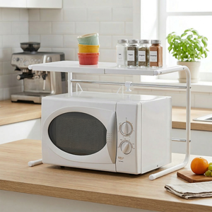 Étagère de cuisine pliable en métal de qualité Shopee, 2 niveaux, multifonctionnelle, design moderne pour le rangement domestique des casseroles - Product Image 1