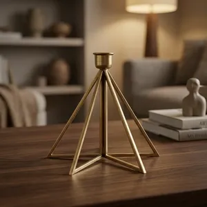 ARTISAN DESIGN Brass Glass Geometric <b>Tea</b> <b>Light</b> <b>Holder</b> for Home Decoration Christmas Table Centerpiece Handmade Durable CH1072 - Product Image 3