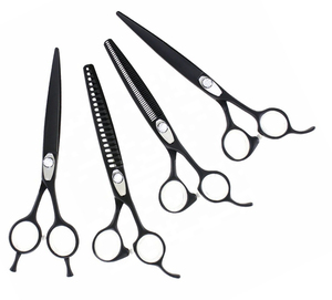 Ciseaux de coiffure professionnels OEM personnalisés pour la coupe et l'éclaircissement des cheveux, entièrement noirs, en acier inoxydable, pour barbier, ultra-affûtés - Product Image 2