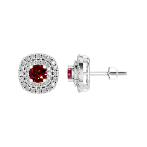 Ruby <b>Halo</b> Stud <b>Earrings</b> 925 Silver White Gold IGI Certified Cheap Price Bulk Buy Wholesale Custom OEM ODM Wedding Fine Jewelry - Product Image 1