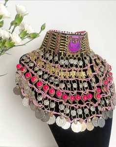 Ensemble de bijoux afghans traditionnels faits à la main en 4 pièces pour mariage et fête : collier, boucles d'oreilles, tikka et bijou de tête - Product Image 6