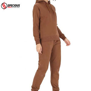 Ensemble survêtement femme en coton 100% personnalisé, coupe-vent, tricoté, imprimé, uni, décontracté, avec sweat à capuche et pantalon – Meilleur prix hiver - Product Image 4