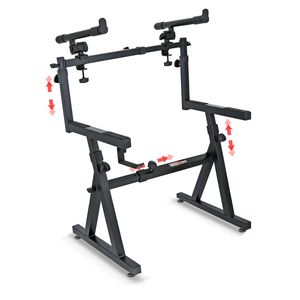 Supporto per Pianoforte Elettrico a 2 Livelli, Stile Z, Regolabile, Pieghevole, Resistente, con Cinghia di Sicurezza per Strumenti Musicali - Product Image 1
