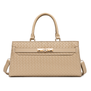 Bolso Tote Elegante Personalizado al por Mayor para Mujer, de Negocios y Viaje, con Diseño de Cuadrícula de Diamantes, de Cuero PU Tejido, con Cremallera, Gran Capacidad, para Hombro y Cruzado - Product Image 1