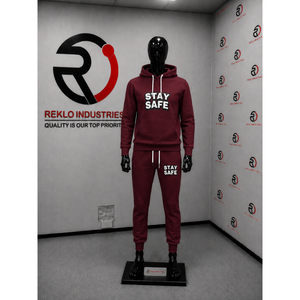 Conjunto de Sudadera con Capucha y Pantalones Deportivos Color Granate para Hombre, Manga Larga, Informal, con Cordón Ajustable y Bolsillos Laterales, Personalizado con Estampado - Product Image 3