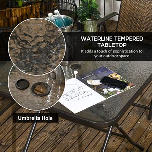 Set da Pranzo da Esterno in Rattan PE Resistente alle Intemperie, 5 Pezzi, Marrone Scuro, Tavolo e Sedie Pieghevoli con Foro per Ombrellone - Product Image 6