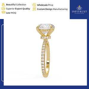 India-Origin Seller of Superlative Quality Handcrafted 925 Sterling <b>Silver</b> <b>Solitaire</b> Diamond <b>Rings</b> with VVS Clarity & DEF Color - Product Image 2