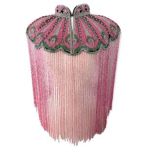 Frange décorative à pampilles et perles bugle de 15 cm de largeur, bleue, pour danseuses - Product Image 6