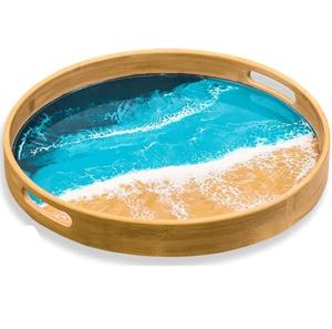 Bandeja de madera artesanal impresa con pegatinas para uso en el hogar, hoteles, mostradores decorativos y utensilios de cocina. - Product Image 2