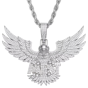 Colgante de Plata de Ley 925 con Diamantes de Moissanita de Alta Calidad, Estilo Águila, Personalizado con Letras, para Hombre y Mujer - Product Image 3