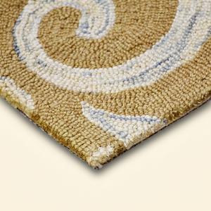 DECORDEC Tapis à poils épais en laine tuftée à la main, motif floral doré beige ivoire, écologique, antidérapant, grand tapis décoratif à motifs enroulés pour - Product Image 5