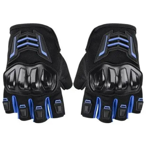 Gants de moto unisexes mi-doigts avec protection rigide des articulations, bleu-noir, design d'été pour le cyclisme avec confort amélioré - Product Image 1