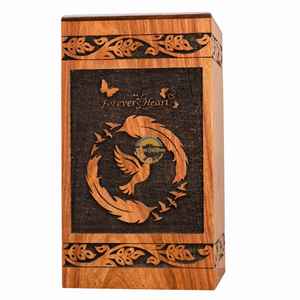 Urne funéraire artisanale en bois naturel pour cendres, motif vague d'oiseaux en vol, boîte à souvenirs artistique pour funérailles par AYAANS - Product Image 5