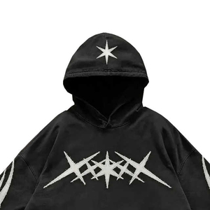 Sweat à capuche graphique pour homme, imprimé tribal blanc, style streetwear oversize, en molleton 100 % coton, vêtement unisexe tendance - Product Image 3