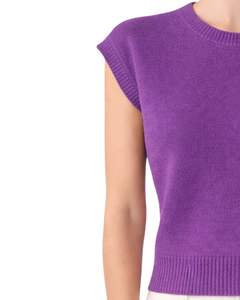 Suéter de Punto Personalizado para Mujer, Color Morado, Sin Mangas, Suave y Ligero, Cuello Redondo, Chaleco Casual de Verano, Elegante y Moderno - Product Image 3