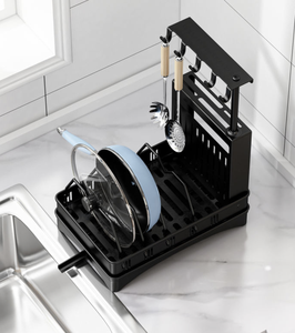 Organizador de Cocina Multifuncional de Acero, Ajustable, de Dos Niveles, Moderno, para Tapas de Ollas, Cuchillos y Utensilios de Cocina - Product Image 1
