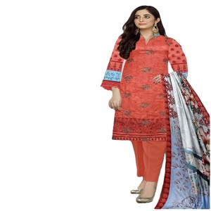 Beautiful Stylish 3-Piece Indian Pakistani Casual Wear High Quality Lawn Printed <b>Sequin</b> Shirt Lawn Dupatta Cotton Trouser - Product Image 1