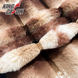 KINGCASON 2025, Tela de Pelo Corto Estampada en Dos Colores, Tela de Piel Sintética a Rayas para Decoración de Interiores del Hogar - Product Image 4