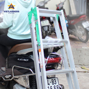 Échelle pliante moderne 2*7 marches en aluminium double face avec barres stabilisatrices, pieds angulaires en caoutchouc antidérapant, 3,5 m, capacité 150 kg - Product Image 2