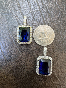Classic Silver Plated Sapphire Pendant Necklace With Emerald Cut Stone Bezel Setting Unisex Fashion Jewelry Gift - Product Image 4
